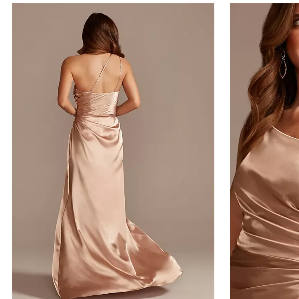 charmeuse draped one-shoulder bridesmaid dress *hemmed for 5’2* size 10